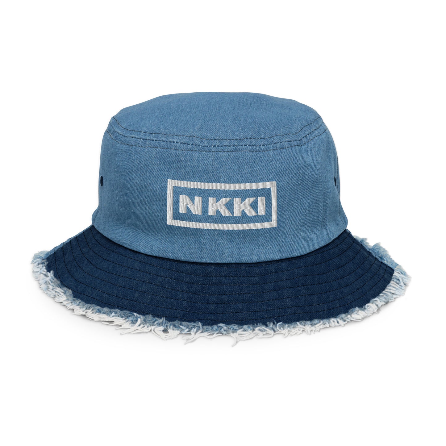 DISTRESSED DENIM BUCKET HAT