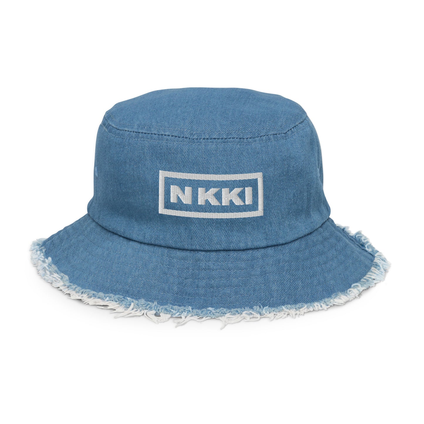 DISTRESSED DENIM BUCKET HAT